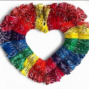 Custom Made Colorful Bandana Heart Wreath